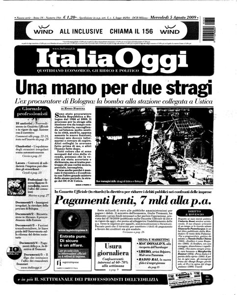 Italia oggi : quotidiano di economia finanza e politica